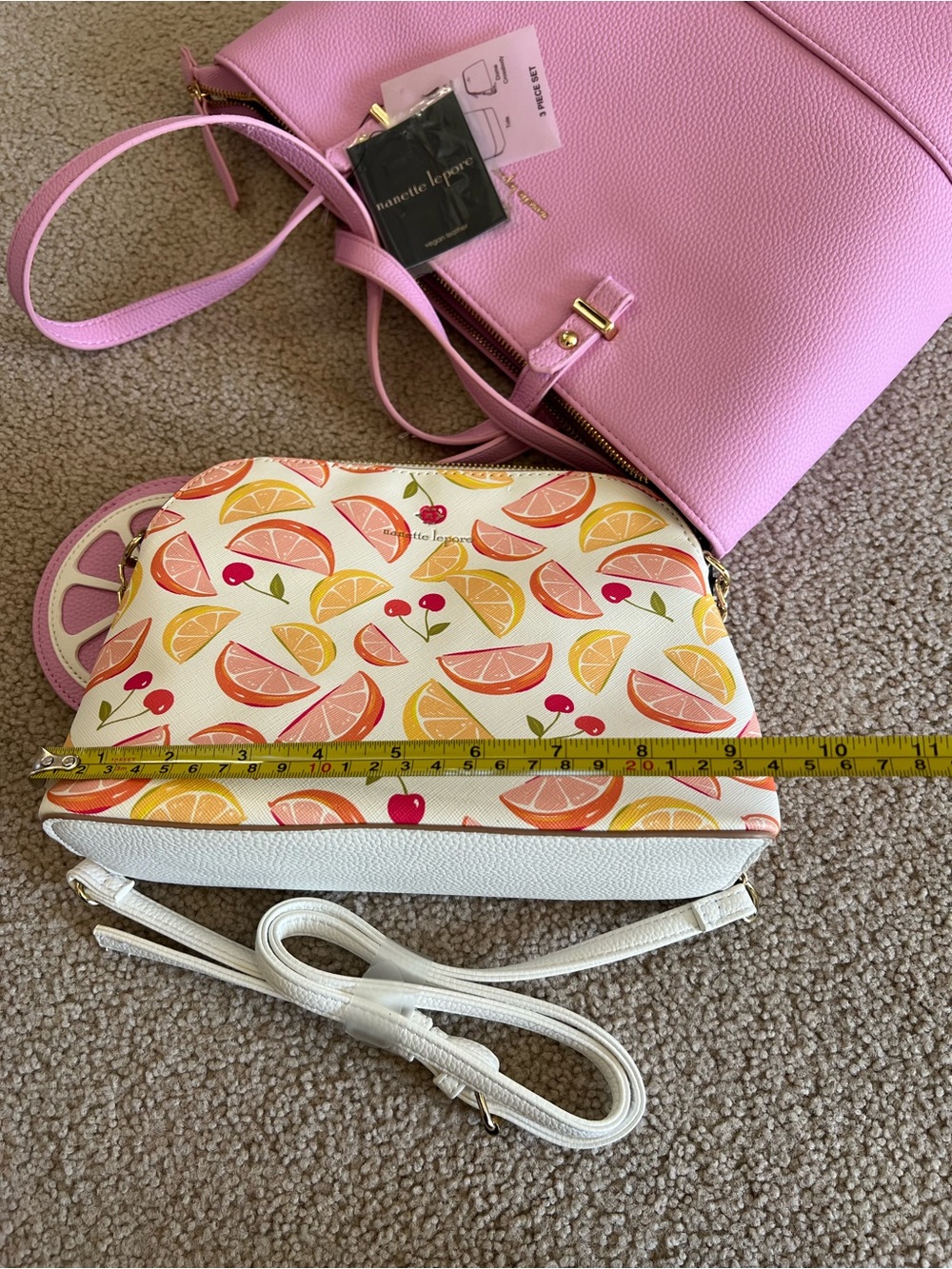 Nanette Lepore Fondant Pink Pebbled Tote-3 Piece Set NWT - Picture 11 of 15
